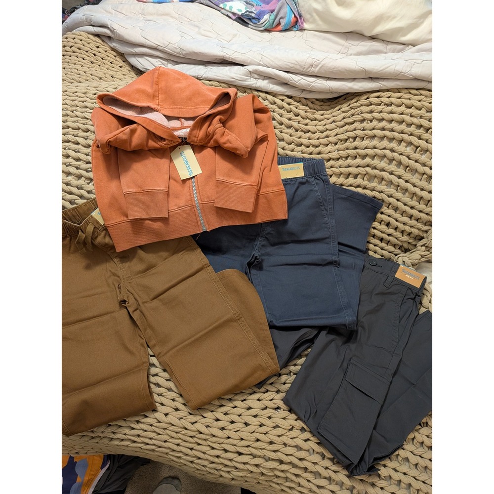 Thereabouts Boys Size 8 NWT Lot Zip Hoodie Brown Navy Grey Cargo Pants 5pc Set